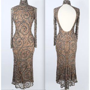 Ralph Lauren Purple Label Collection dress gown sz 2 long paisley beaded 2001